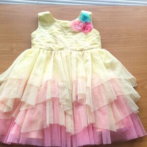 Pink and yellow tiered dress